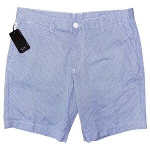 Armani Exchange Mens 30 Waist Blue and White Geo Pattern Shorts 9" Inseam NWT